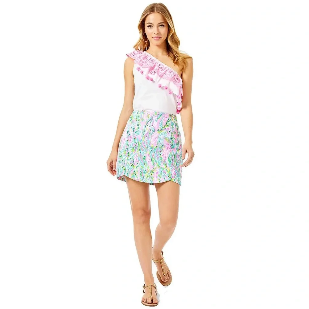 Lilly Pulitzer Idara One-shoulder Top Resort White XL Beach Vacation Tropical - Picture 4 of 13